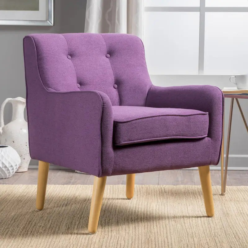 Fauteuil capitonné moderne 25 po avec pieds en bois d'hévéa pour salon
