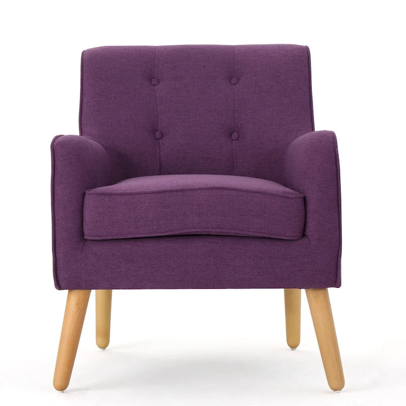 Fauteuil capitonné moderne 25 po avec pieds en bois d'hévéa pour salon