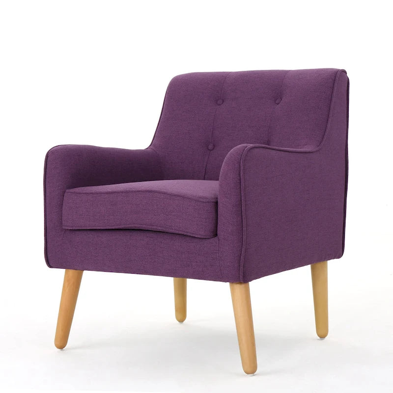 Fauteuil capitonné moderne 25 po avec pieds en bois d'hévéa pour salon