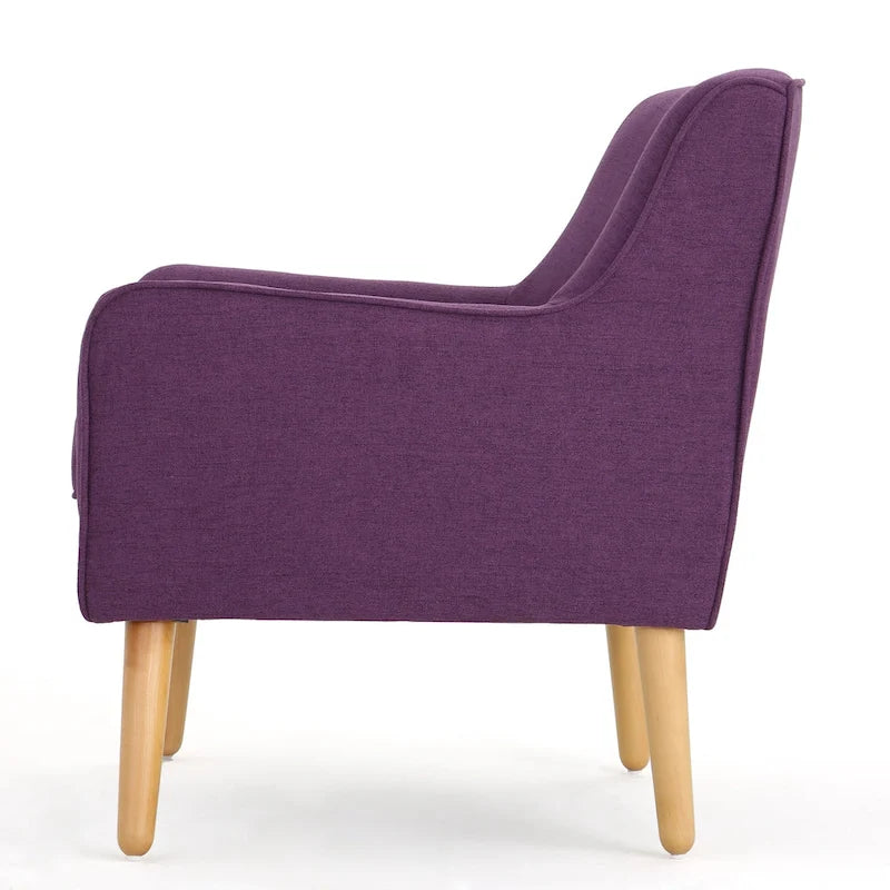 Fauteuil capitonné moderne 25 po avec pieds en bois d'hévéa pour salon
