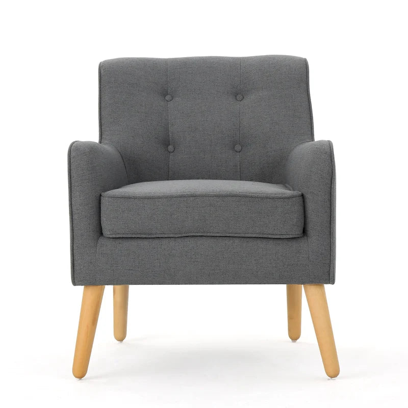 Fauteuil capitonné moderne 25 po avec pieds en bois d'hévéa pour salon