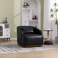 Fauteuil pivotant rond en PU noir de 80 cm avec base en métal