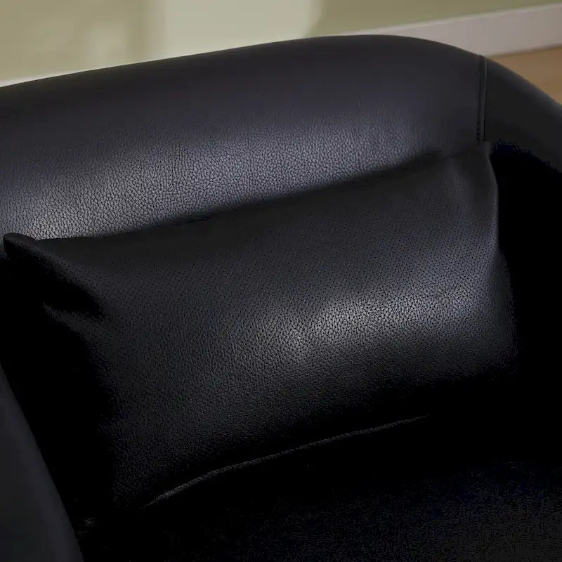 Fauteuil pivotant rond en PU noir de 80 cm avec base en métal