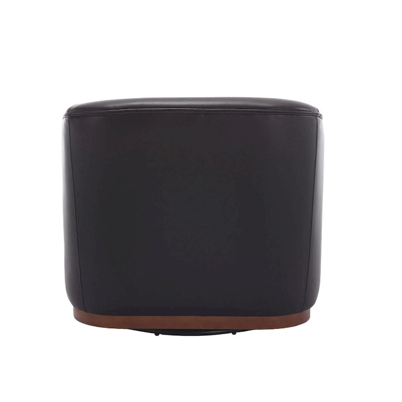 Fauteuil pivotant rond en PU noir de 80 cm avec base en métal