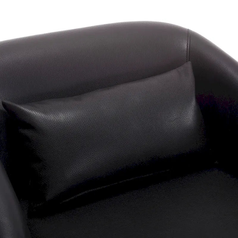 Fauteuil pivotant rond en PU noir de 80 cm avec base en métal
