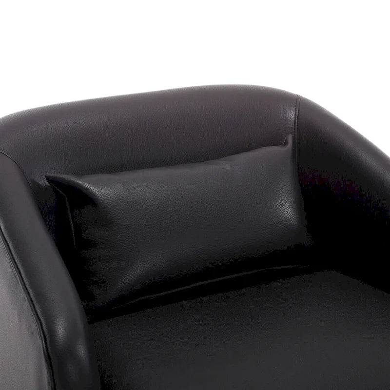 Fauteuil pivotant rond en PU noir de 80 cm avec base en métal