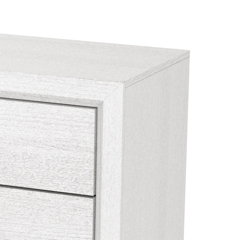 Commode de rangement à 5 tiroirs haute en bois blanc moderne avec poignées métalliques – 51 po