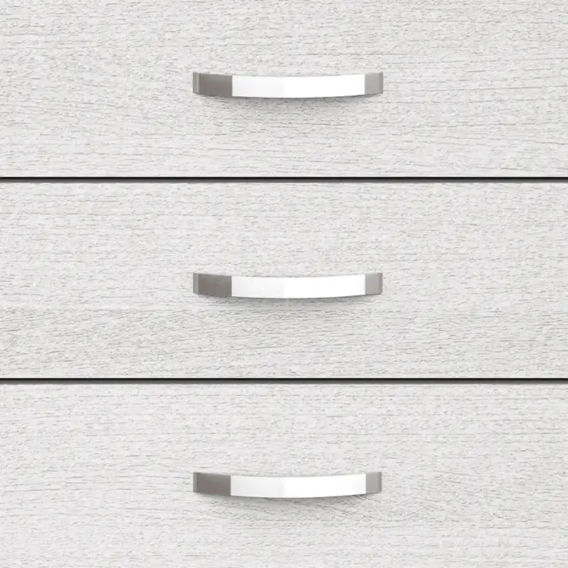 Commode de rangement à 5 tiroirs haute en bois blanc moderne avec poignées métalliques – 51 po