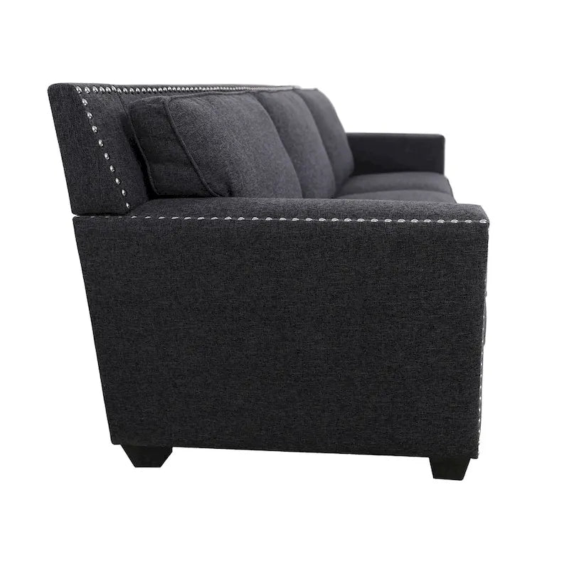 Canapé moderne en tissu de lin avec cadre en bois massif
