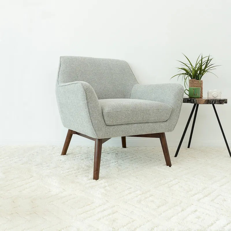 Fauteuil d'appoint large Mid-Century Modern en cuir pleine fleur