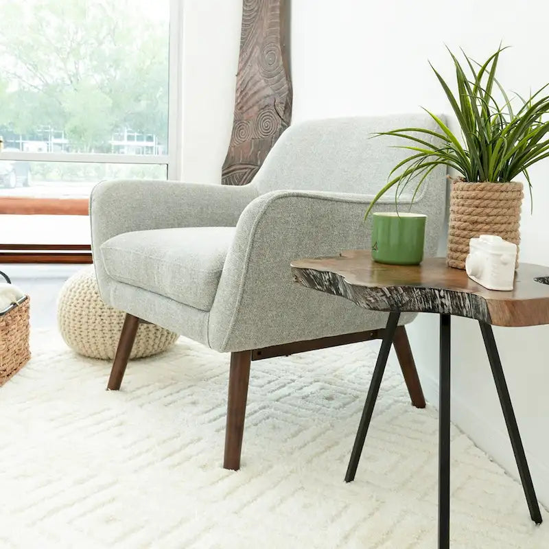 Fauteuil d'appoint large Mid-Century Modern en cuir pleine fleur