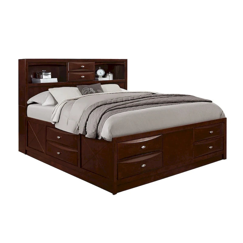 Lit huit tiroirs espresso en bois massif