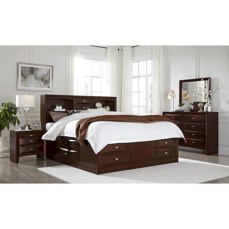 Lit huit tiroirs espresso en bois massif