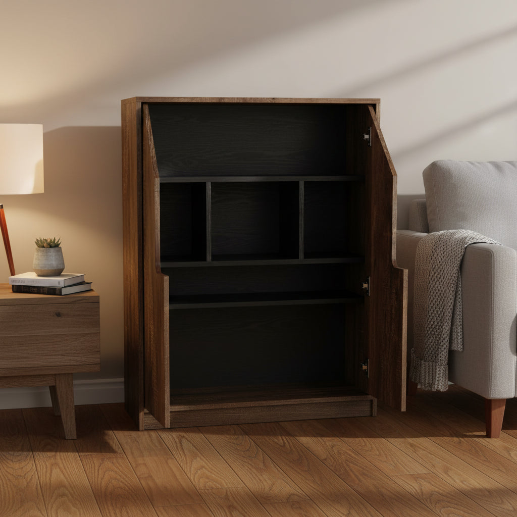 DH BASIC Urban Reclaimed Oak 15-Pair Shoe Cabinet by Denhour