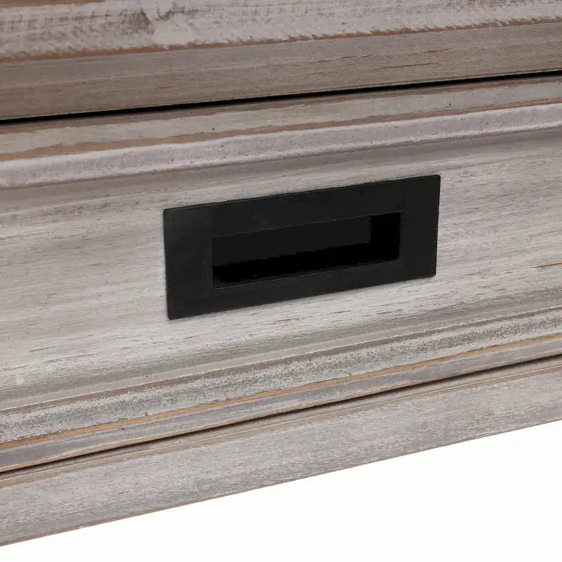 Console et table d'entrée en bois lavé gris à 2 tiroirs et 1 étagère – 32,7 H x 47,2 L x 13,8 P