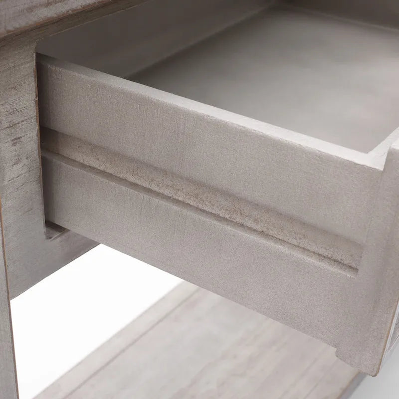 Console et table d'entrée en bois lavé gris à 2 tiroirs et 1 étagère – 32,7 H x 47,2 L x 13,8 P
