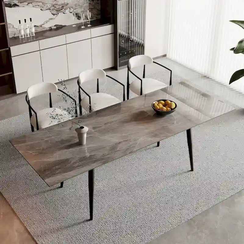 Table à manger rectangulaire extensible en pierre frittée 94,48