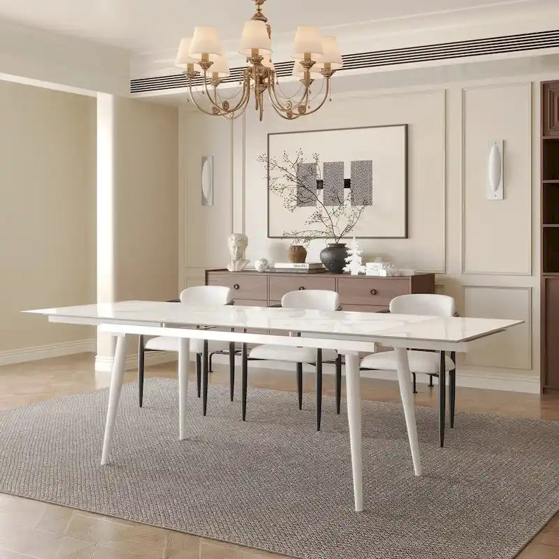 Table à manger rectangulaire extensible en pierre frittée 94,48