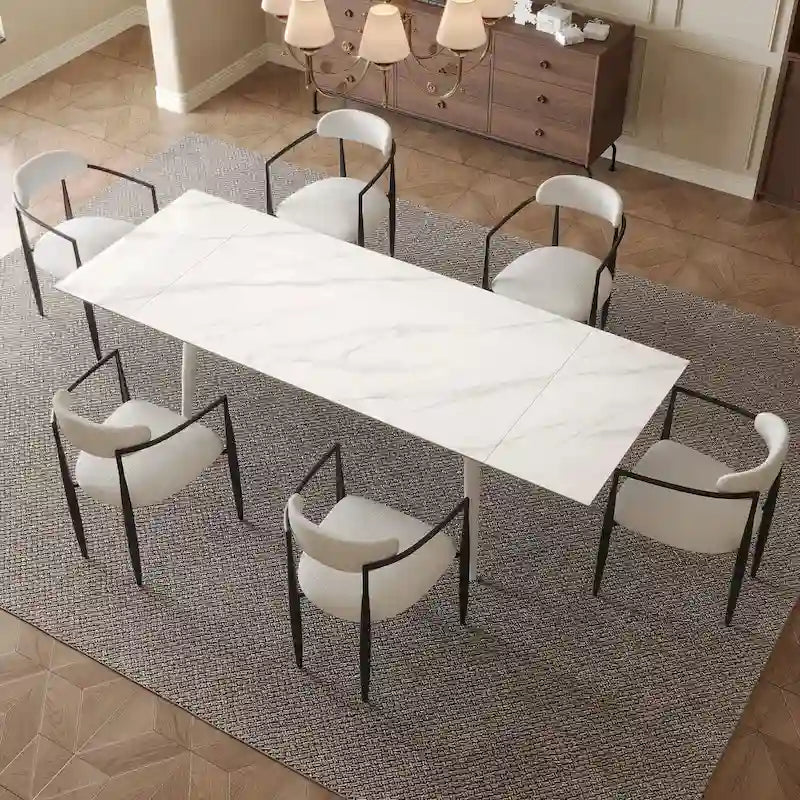 Table à manger rectangulaire extensible en pierre frittée 94,48