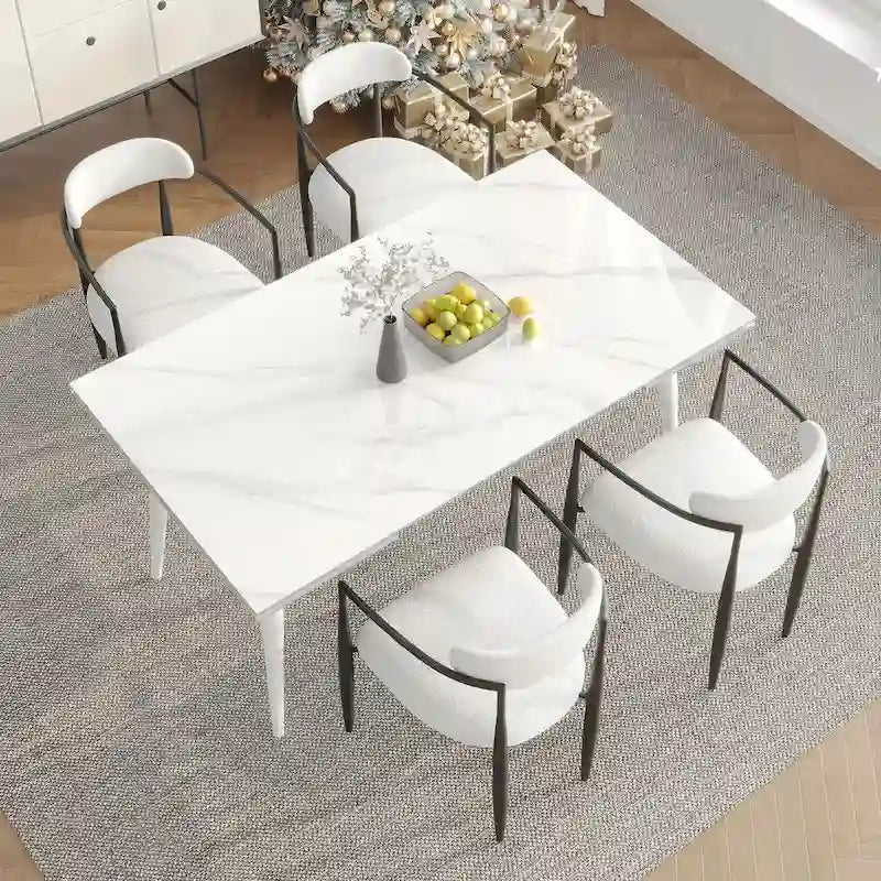 Table à manger rectangulaire extensible en pierre frittée 94,48