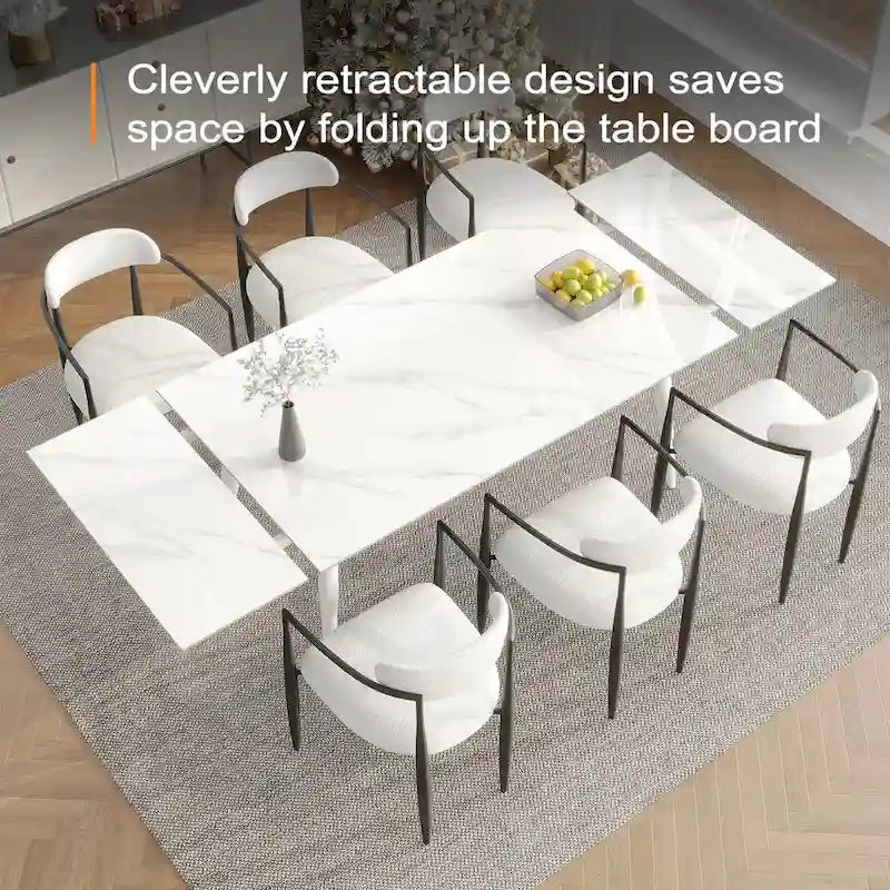 Table à manger rectangulaire extensible en pierre frittée 94,48