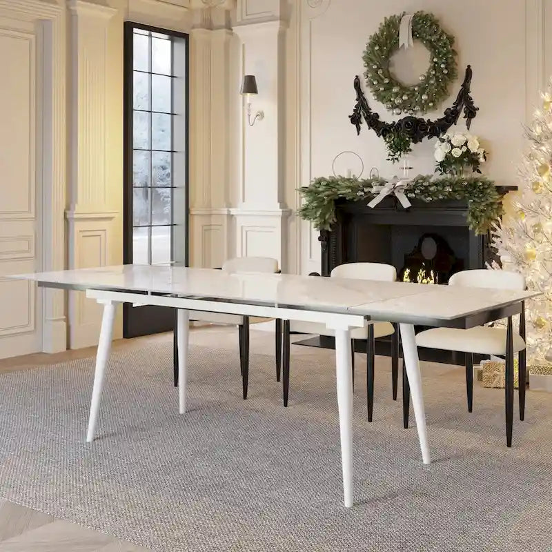 Table à manger rectangulaire extensible en pierre frittée 94,48