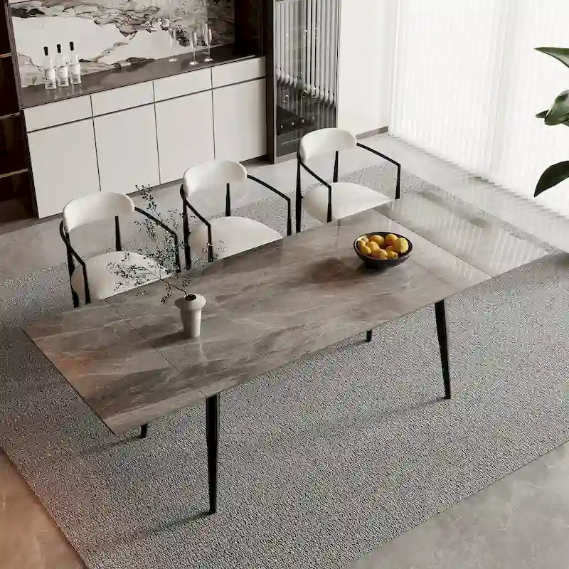 Table à manger rectangulaire extensible en pierre frittée 94,48