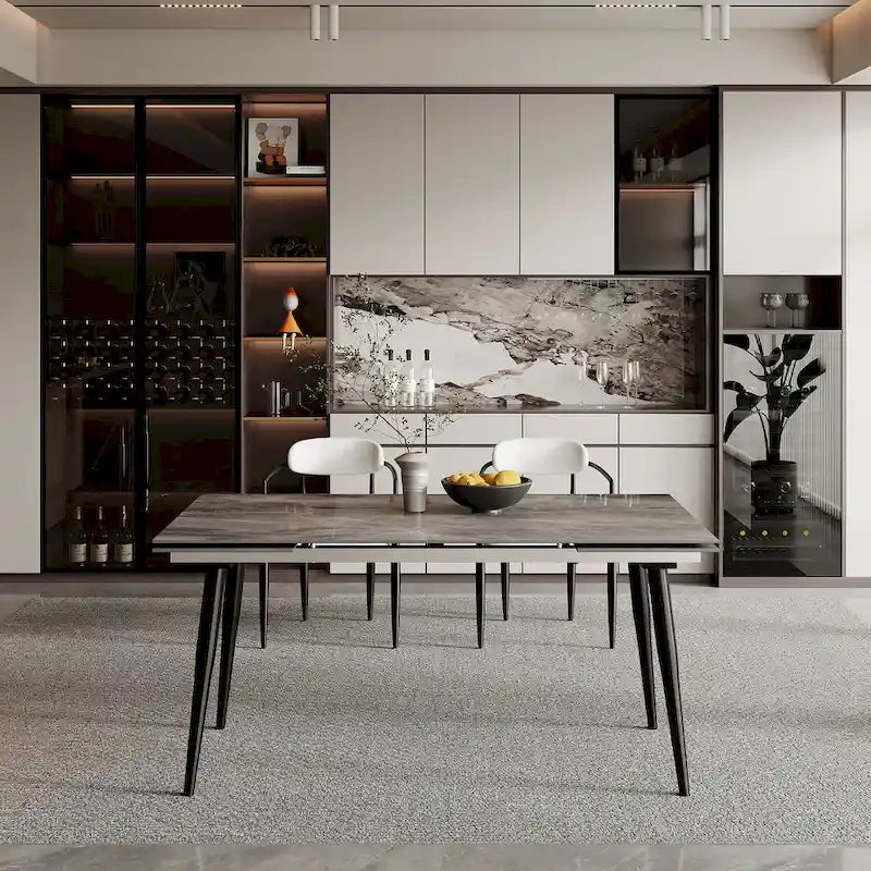 Table à manger rectangulaire extensible en pierre frittée 94,48