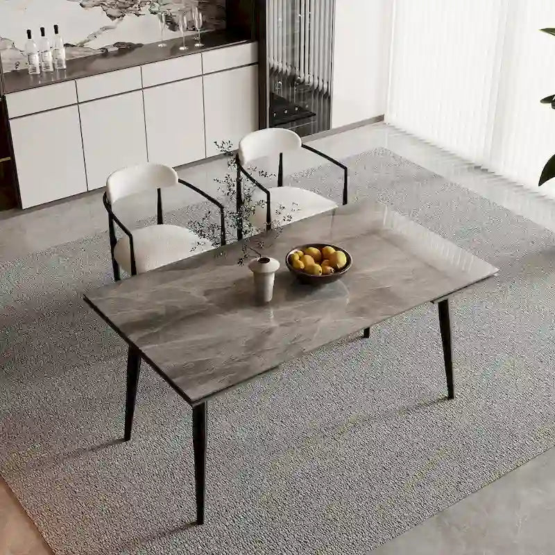 Table à manger rectangulaire extensible en pierre frittée 94,48