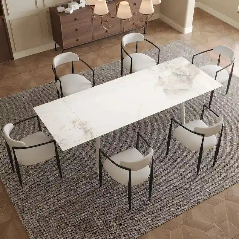 Table à manger rectangulaire extensible en pierre frittée 94,48