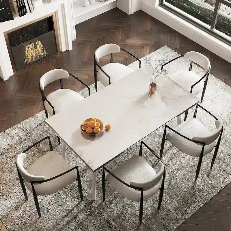 Table à manger rectangulaire extensible en pierre frittée 94,48