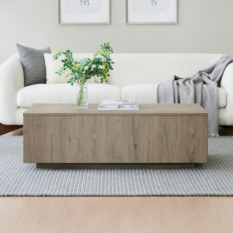 Table basse rectangulaire de 122 cm de large avec piédestal - 120,6 cm de large