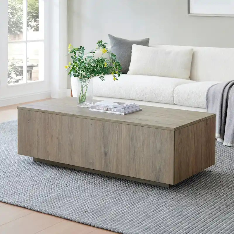 Table basse rectangulaire de 122 cm de large avec piédestal - 120,6 cm de large