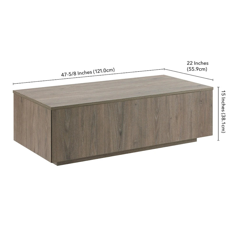Table basse rectangulaire de 122 cm de large avec piédestal - 120,6 cm de large