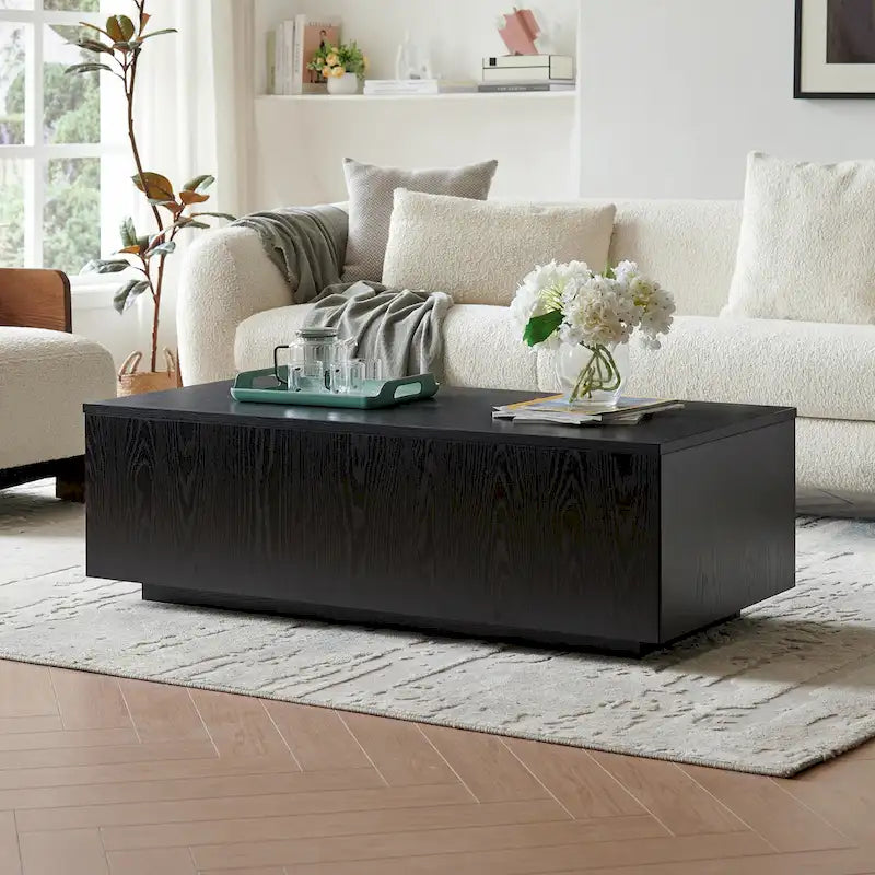 Table basse rectangulaire de 122 cm de large avec piédestal - 120,6 cm de large