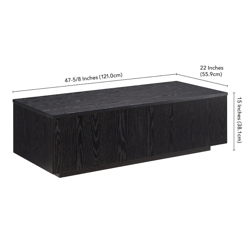 Table basse rectangulaire de 122 cm de large avec piédestal - 120,6 cm de large