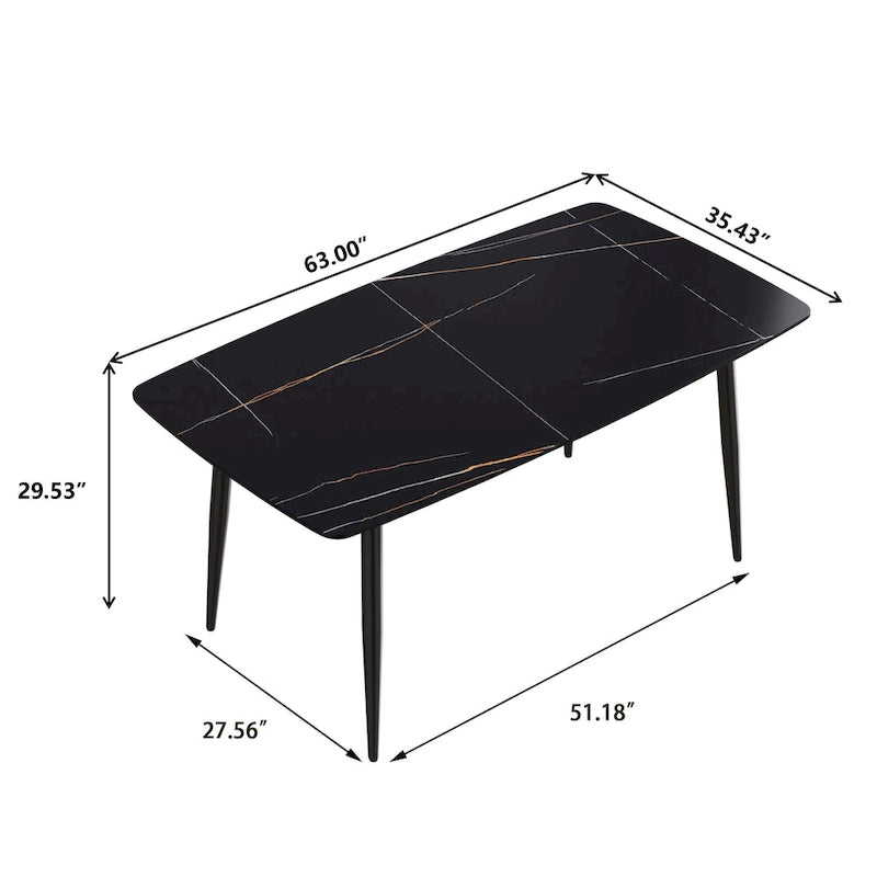 63 Tables de salle à manger modernesPlateau en pierre frittée avec piétement noir