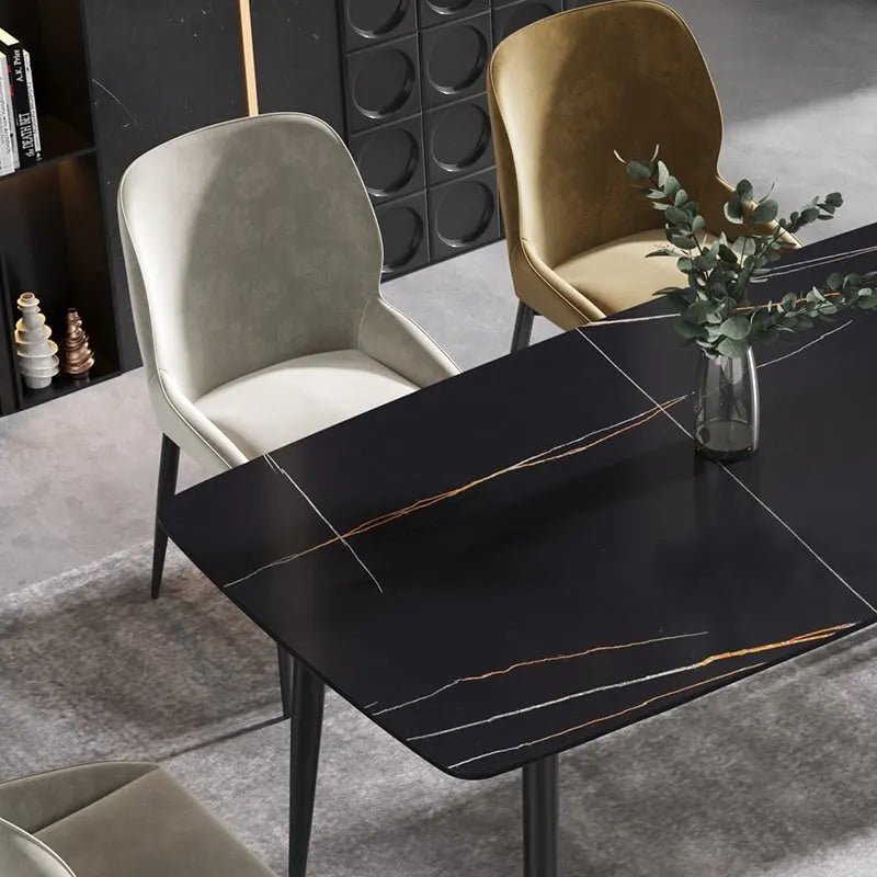 63 Tables de salle à manger modernesPlateau en pierre frittée avec piétement noir