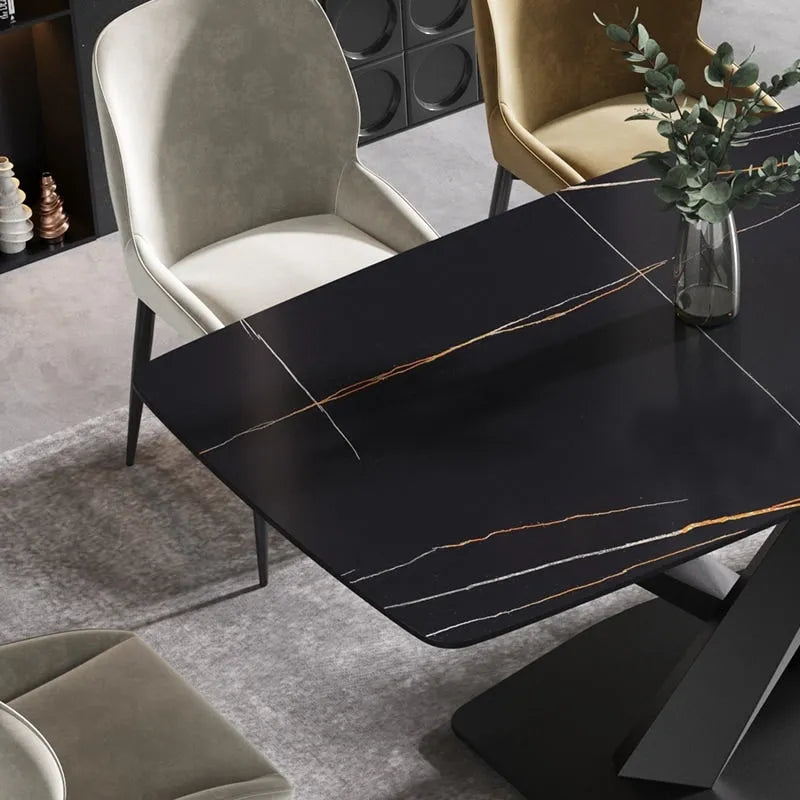 63 Tables de salle à manger modernesPlateau en pierre frittée avec piétement noir