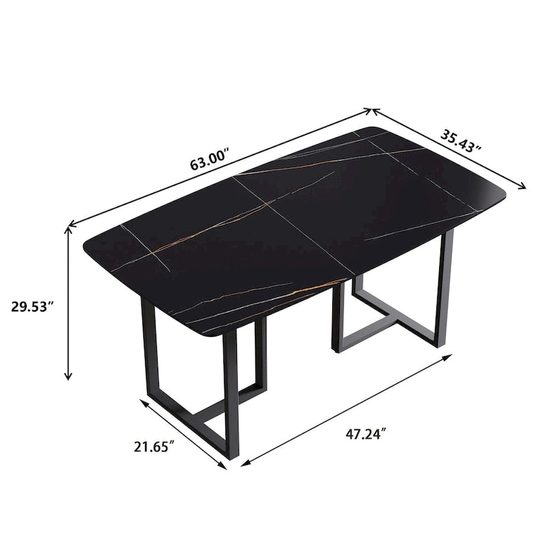 63 Tables de salle à manger modernesPlateau en pierre frittée avec piétement noir