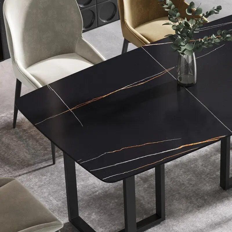63 Tables de salle à manger modernesPlateau en pierre frittée avec piétement noir