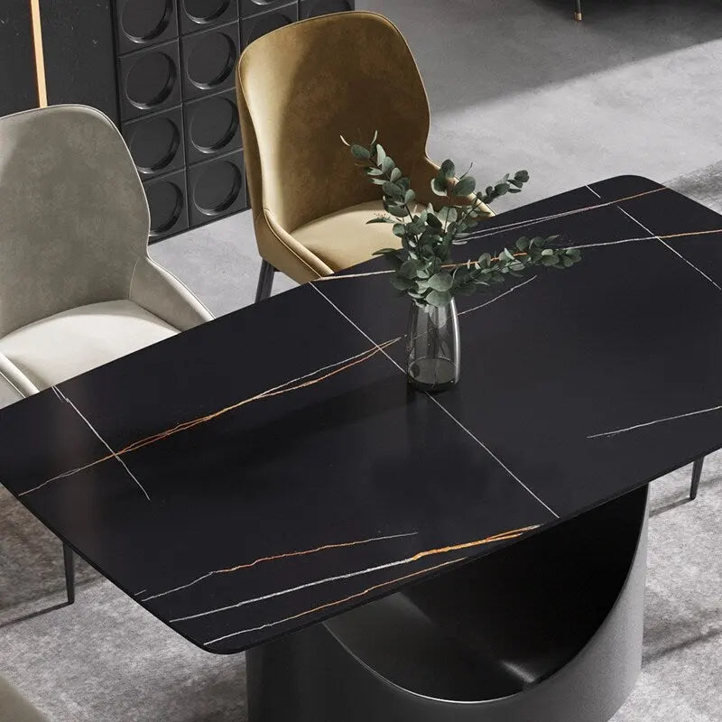 63 Tables de salle à manger modernesPlateau en pierre frittée avec piétement noir
