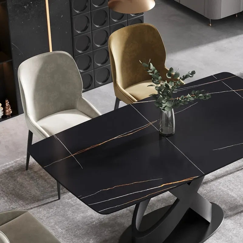 63 Tables de salle à manger modernesPlateau en pierre frittée avec piétement noir