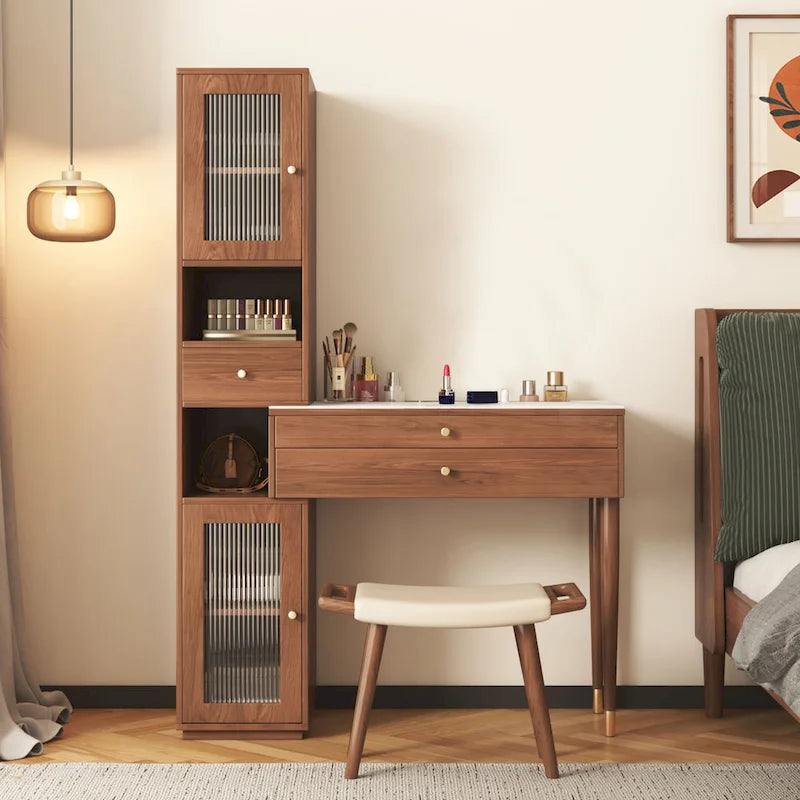 Coiffeuse moderne et simple avec plateau en pierre sintérisée