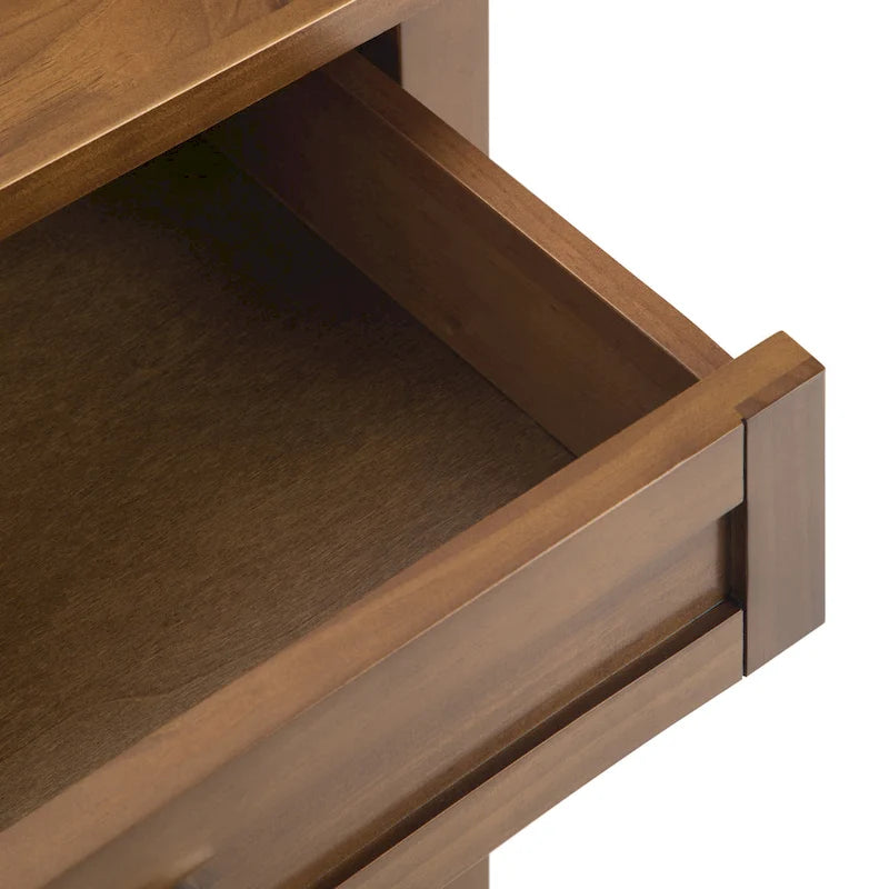 Table de chevet transitionnelle de 61 cm de large avec 2 tiroirs et une étagère ouverte