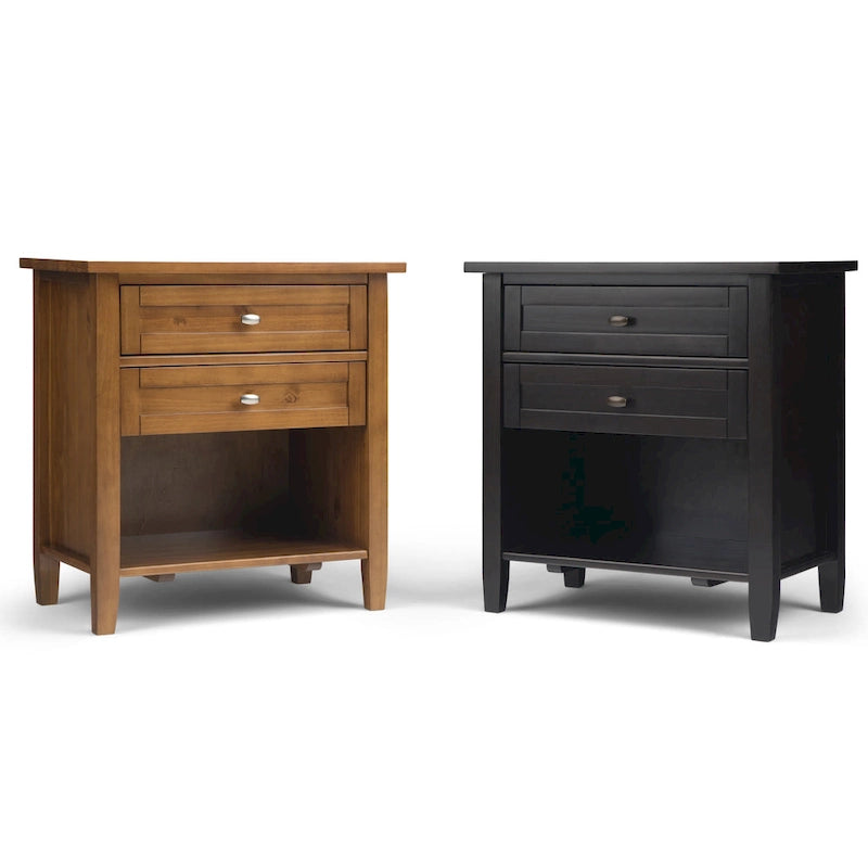 Table de chevet transitionnelle de 61 cm de large avec 2 tiroirs et une étagère ouverte