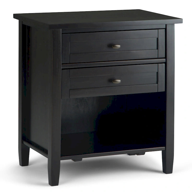 Table de chevet transitionnelle de 61 cm de large avec 2 tiroirs et une étagère ouverte