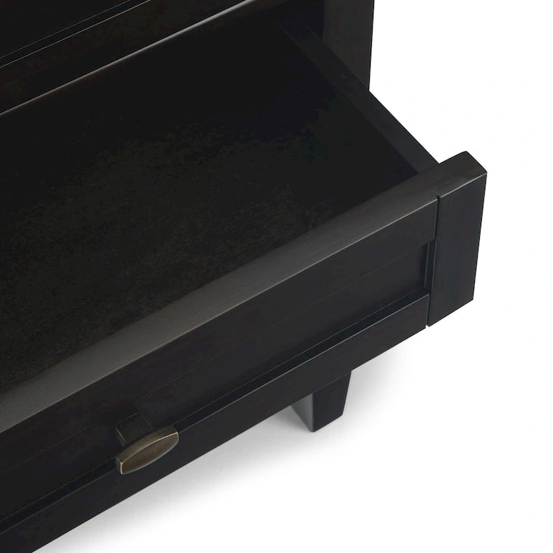 Table de chevet transitionnelle de 61 cm de large avec 2 tiroirs et une étagère ouverte