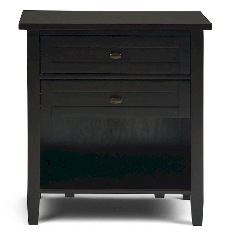 Table de chevet transitionnelle de 61 cm de large avec 2 tiroirs et une étagère ouverte