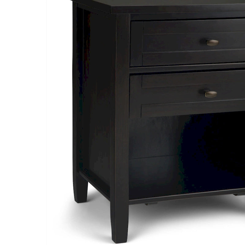 Table de chevet transitionnelle de 61 cm de large avec 2 tiroirs et une étagère ouverte
